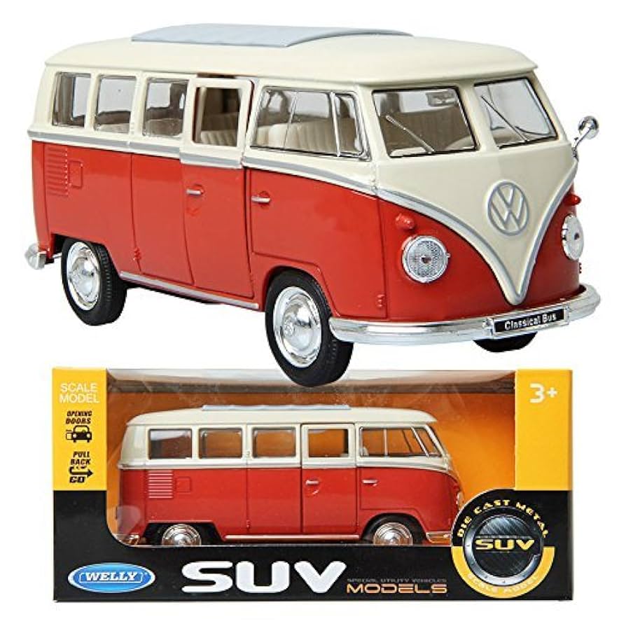 WELLY 1963 Volkswagen Bus フォルクスワーゲン ラジコン Welly 1963 Volkswagen T1 Bus Maroon 1:60 1:64 Scales US
